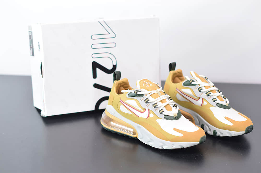 耐克Nike Air Max 270 React小麦色气垫运动鞋纯原版本 货号：AO4971-700