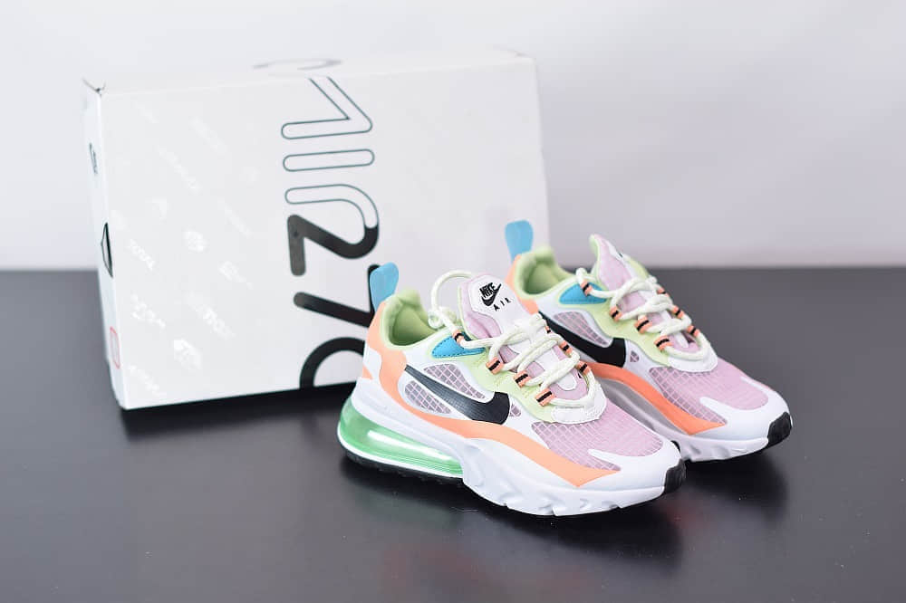 耐克Nike Air Max 270 React白绿紫色气垫运动鞋纯原版本 货号：CJ0620-600