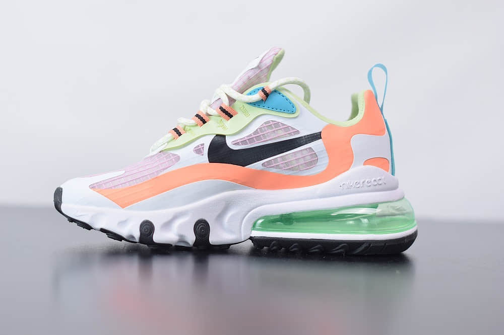 耐克Nike Air Max 270 React白绿紫色气垫运动鞋纯原版本 货号：CJ0620-600
