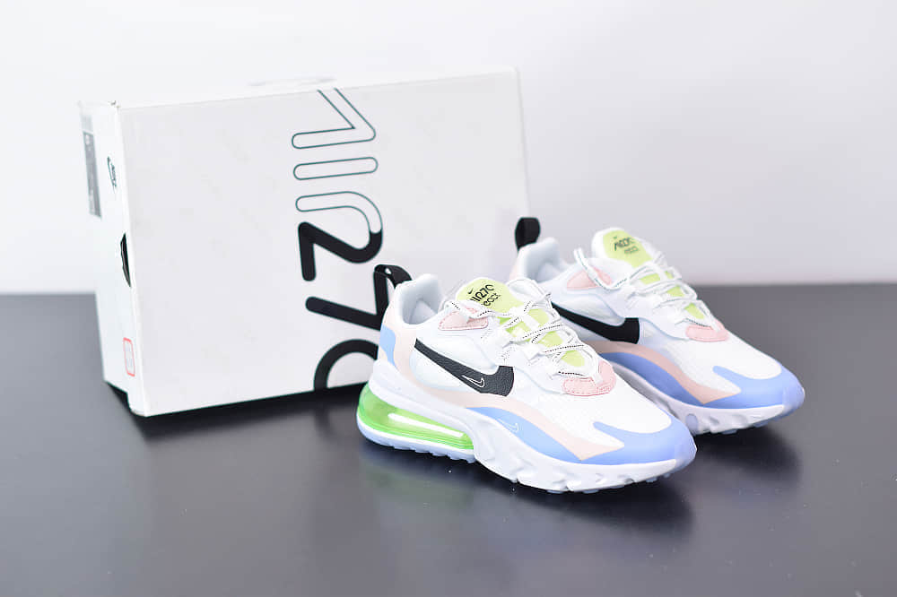 耐克Nike Air Max 270 React蓝绿紫色气垫运动鞋纯原版本 货号：CU4768-100