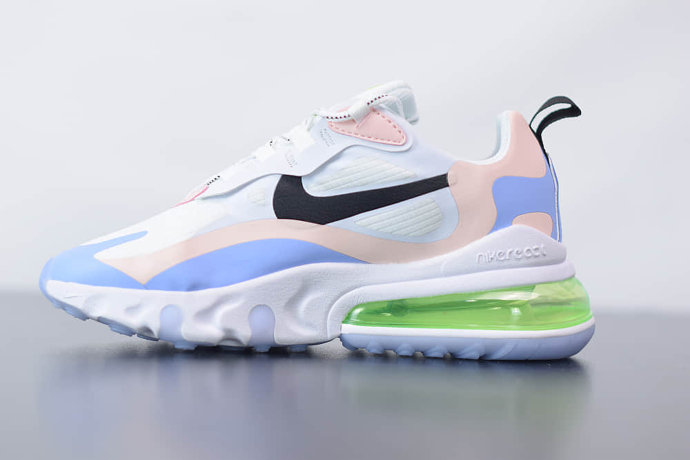 耐克Nike Air Max 270 React蓝绿紫色气垫运动鞋纯原版本 货号：CU4768-100