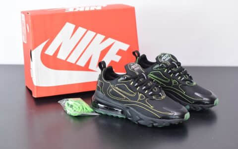 耐克Nike Air Max 270 React黑荧光绿气垫运动鞋纯原版本 货号：CQ6549-001