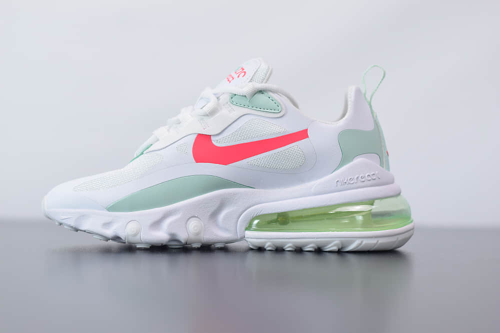 耐克Nike Air Max 270 React绿白红色气垫运动鞋纯原版本 货号:CV3025-100