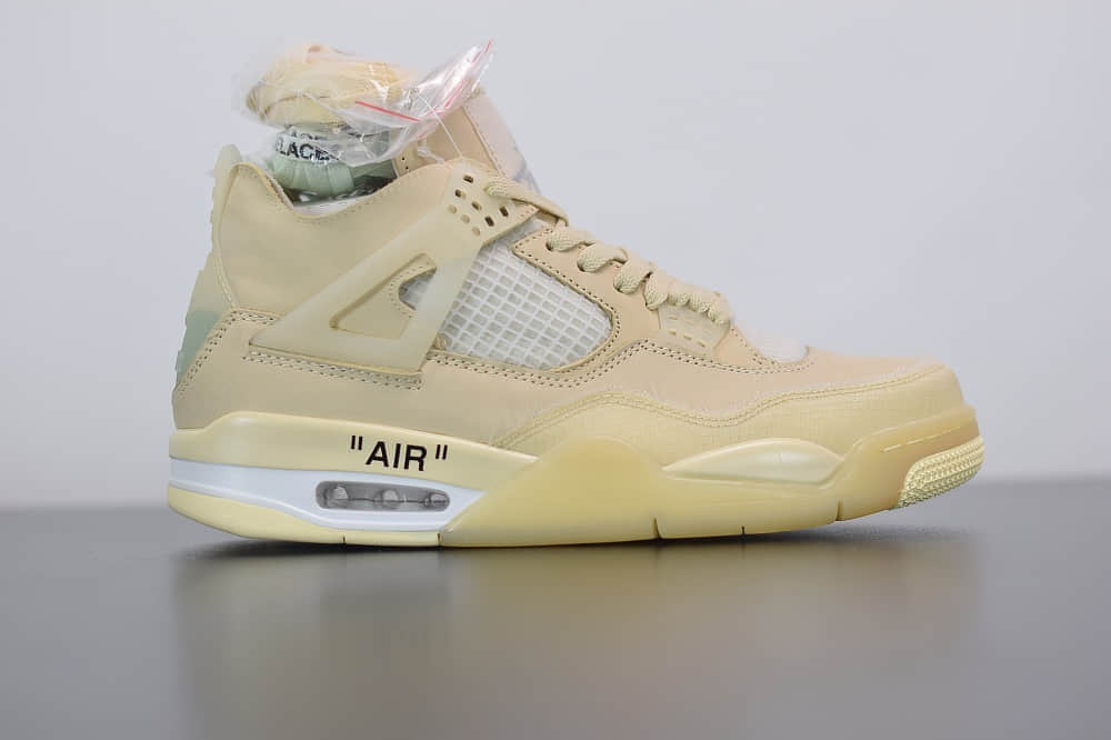 乔丹Off-White™ x Air Jordan 4 RetroCreamSail AJ4ow奶油联名款篮球鞋纯原版本 货号：CV9388-100
