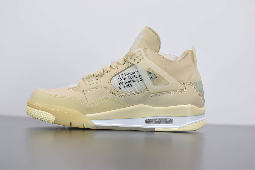 乔丹Off-White™ x Air Jordan 4 RetroCreamSail AJ4ow奶油联名款篮球鞋纯原版本 货号：CV9388-100