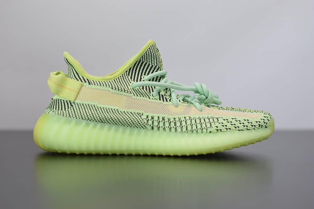 阿迪达斯AdidasYeezy Boost 350 V2黑荧光绿满天星休闲慢跑鞋纯原版本 货号：FW5191