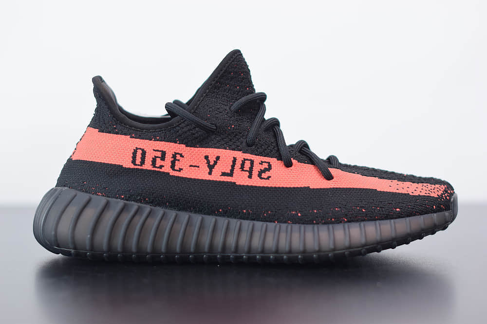 阿迪达斯ADIDAS YEZZY 350 V2黑红爆米花休闲慢跑鞋纯原版本 货号：BY9612