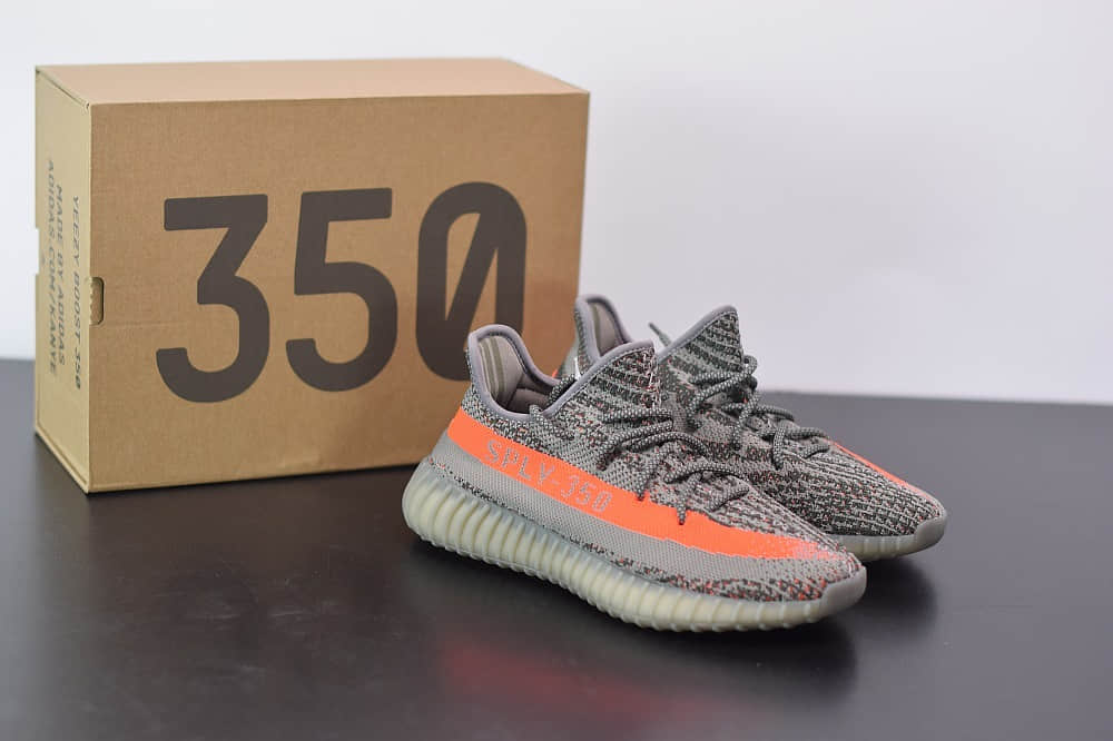 阿迪达斯ADIDAS YEZZY 350 V2灰橙爆米花休闲慢跑鞋纯原版本 货号：BB1826
