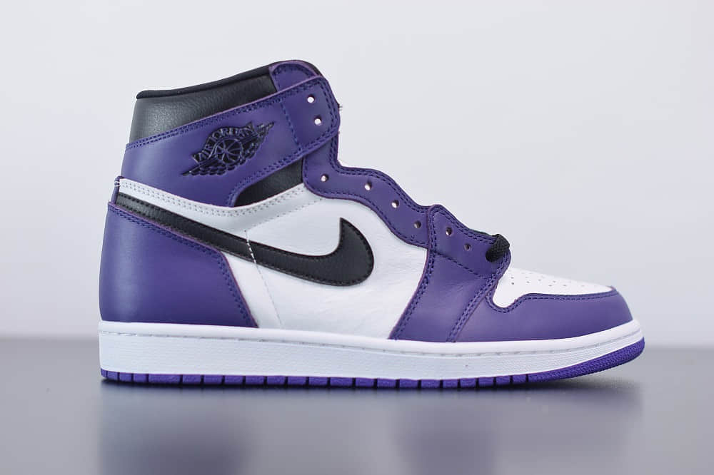 乔丹Air Jordan 1 “ Court Purple”乔1高帮紫脚趾纯原版本 货号：555088-500