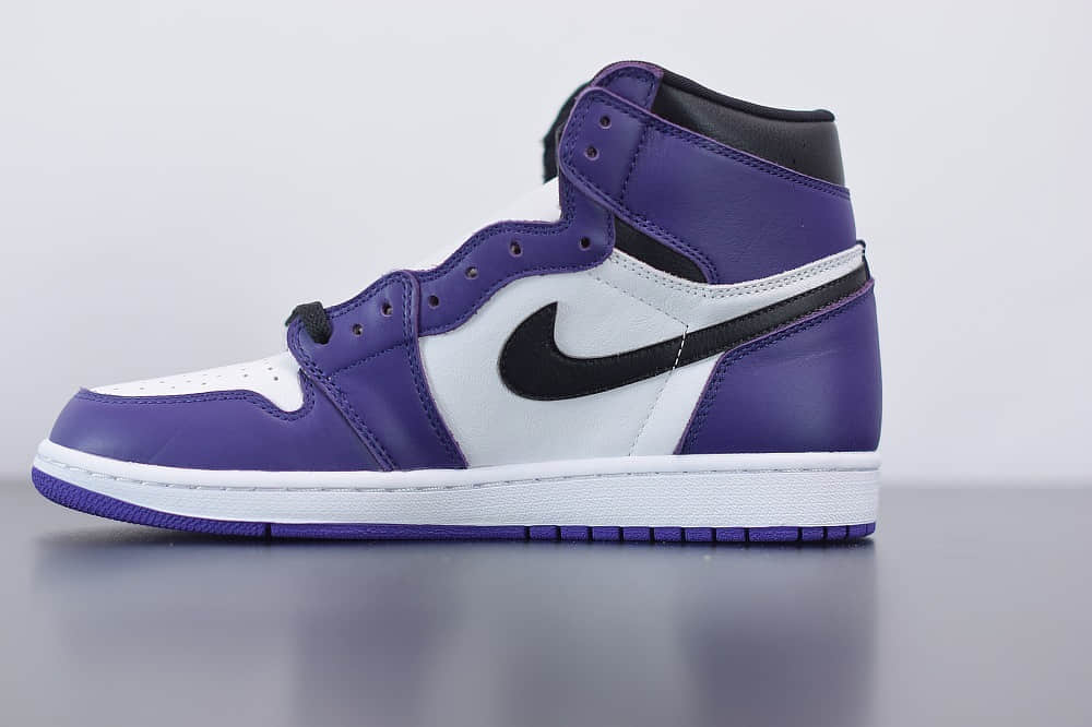 乔丹Air Jordan 1 “ Court Purple”乔1高帮紫脚趾纯原版本 货号：555088-500