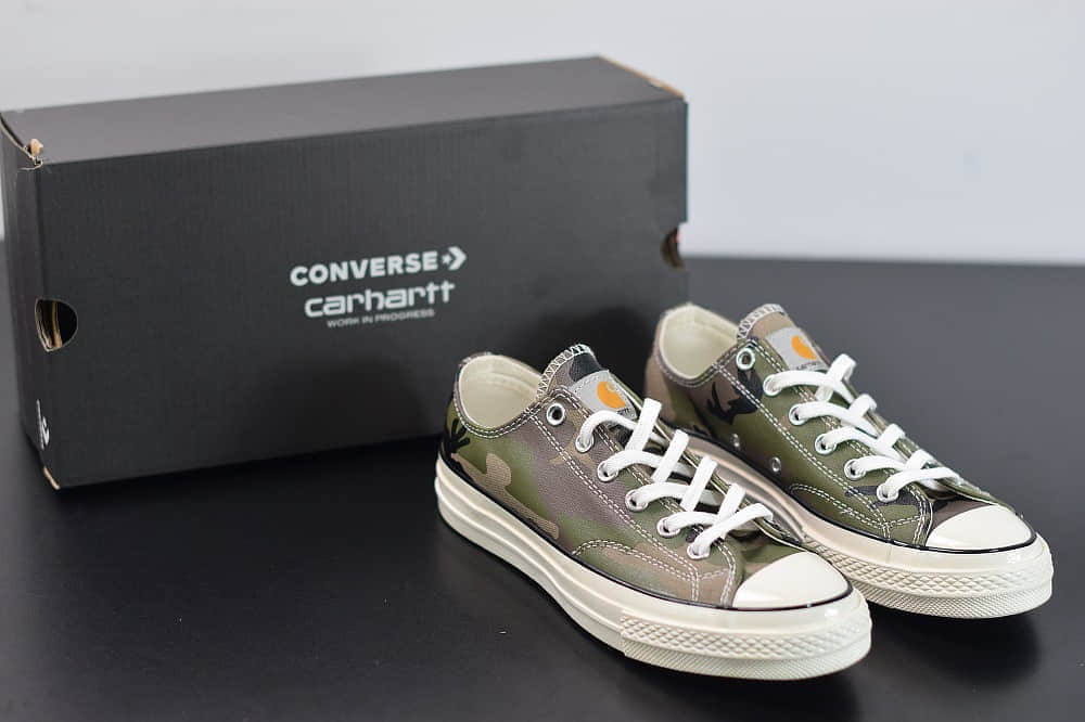 匡威Converse Chuck Taylor All Star 1970s OXBrown Duck低帮经典陆军迷彩深绿黑休闲运动硫化帆布鞋纯原版本 货号:165559C
