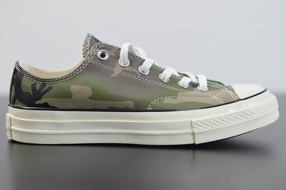 匡威Converse Chuck Taylor All Star 1970s OXBrown Duck低帮经典陆军迷彩深绿黑休闲运动硫化帆布鞋纯原版本 货号:165559C