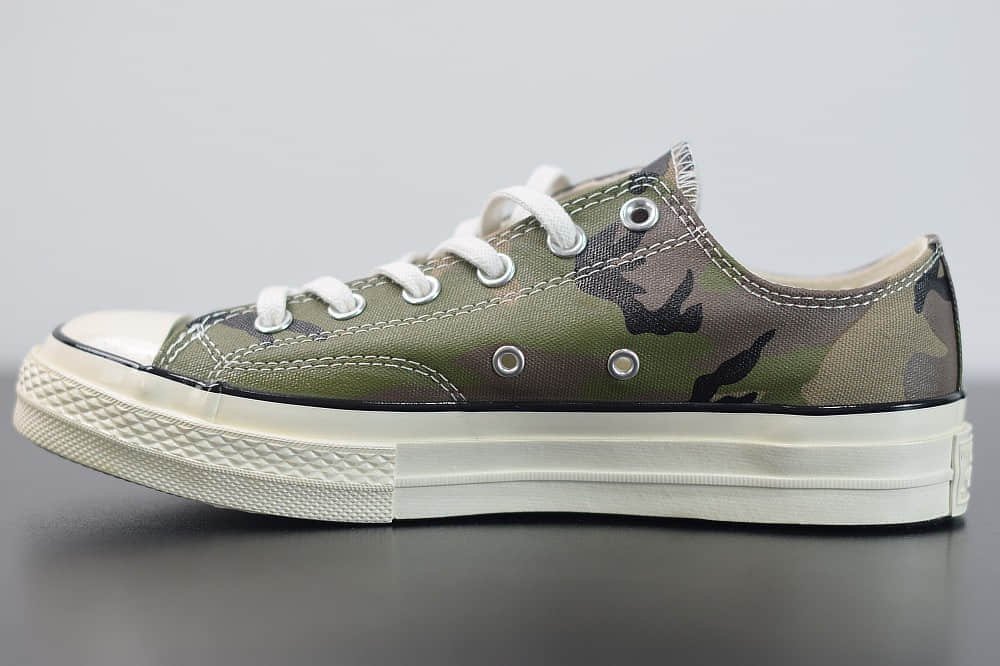 匡威Converse Chuck Taylor All Star 1970s OXBrown Duck低帮经典陆军迷彩深绿黑休闲运动硫化帆布鞋纯原版本 货号:165559C