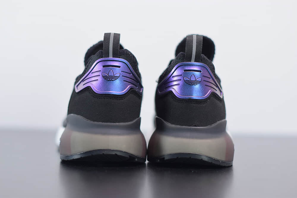 阿迪达斯adidas Originals ZX 2K Boost极光黑紫爆米花运动鞋纯原版本 货号：FX7475