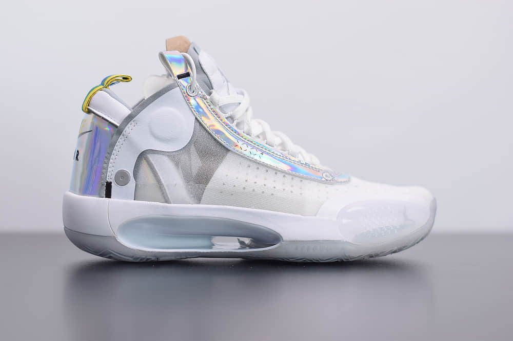 乔丹Air Jordan 34 White lridescentPF白镭射高帮轻量化篮球鞋纯原版本 货号：BQ3381-101