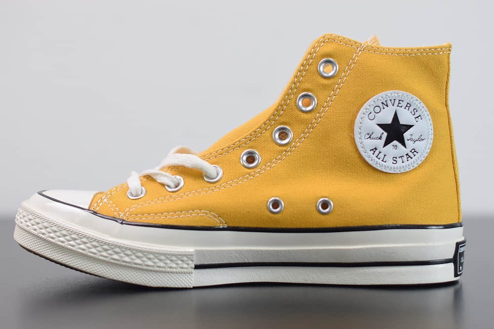 匡威converse all star1970S三星标高帮落叶黄硫化帆布鞋纯原版本 货号：162054C