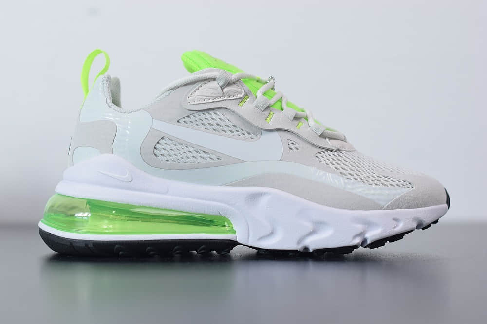 耐克Nike Air Max 270 React瑞亚赛车米白绿银粉气垫运动鞋纯原版本 货号:CU3447-001