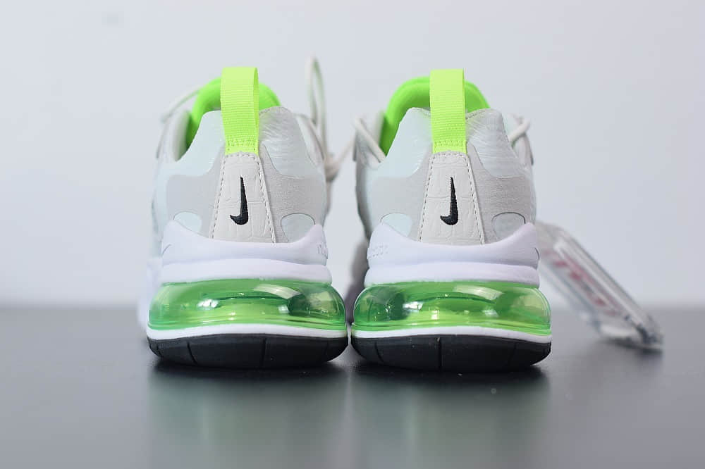 耐克Nike Air Max 270 React瑞亚赛车米白绿银粉气垫运动鞋纯原版本 货号:CU3447-001