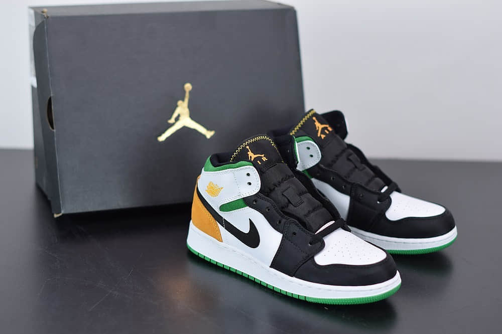 乔丹Air Jordan 1 Retro Mid SE GS'Nike Hoops' AJ1中帮白绿拼接女子篮球鞋纯原版本 货号：BQ6931-101