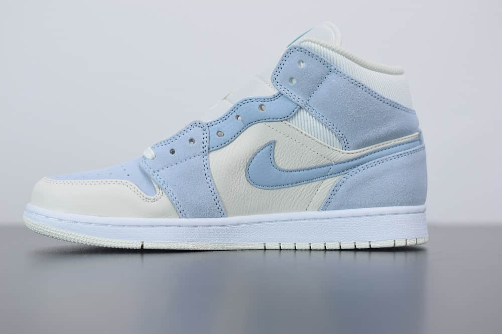 乔丹Air Jordan 1 MID中帮小灰蓝配色篮球鞋纯原版本 货号：DA4666-100