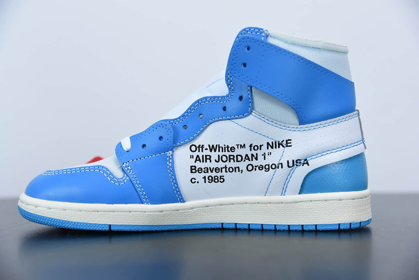 乔丹Air Jordan 1 x OFF-WHITE AJ1 OW黄龄同款联名北卡蓝高帮板鞋纯原版本 货号：AQ0818-148