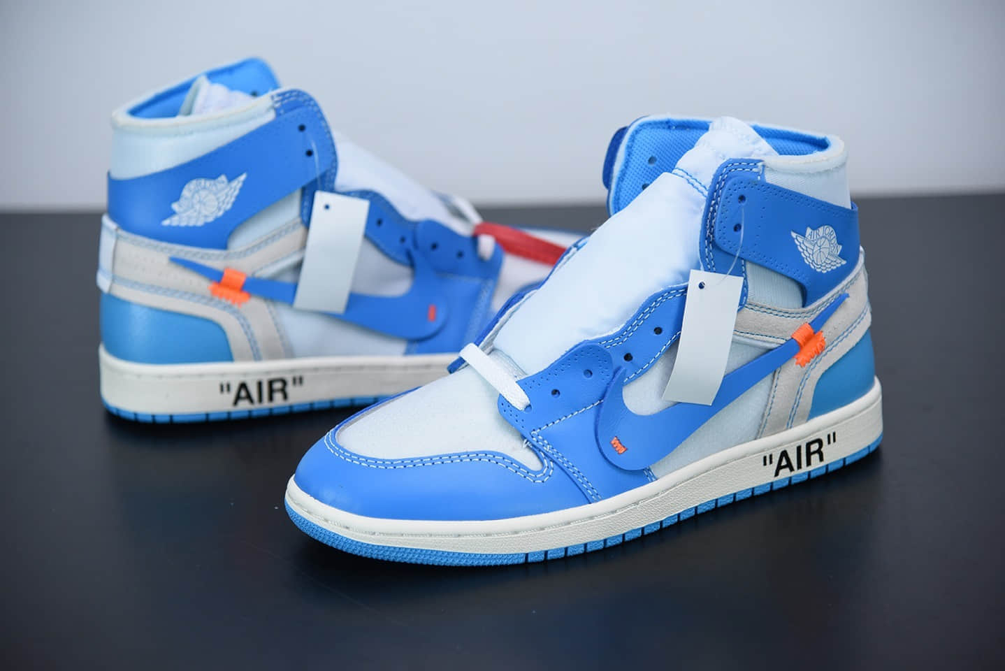 乔丹Air Jordan 1 x OFF-WHITE AJ1 OW黄龄同款联名北卡蓝高帮板鞋纯原版本 货号：AQ0818-148