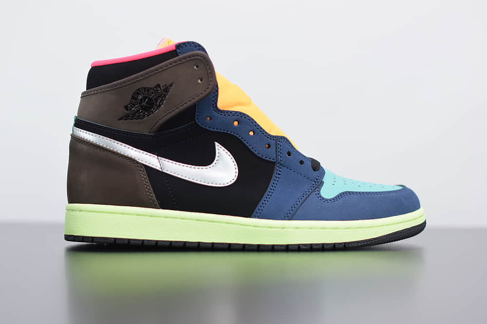 乔丹Air Jordan 1 Retro High OG Bio Hack 彩色拼接生物黑客”经典复古经典高帮百搭文化篮球鞋纯原版本 货号：555088-201