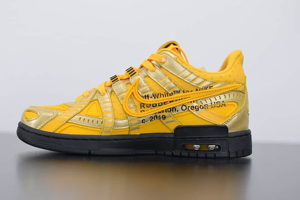 耐克OFF-WHITE x Air Rubber Dunk “University Gold”黑金亚洲限定陈伟霆上脚联名款纯原版本 货号:CU6015-700