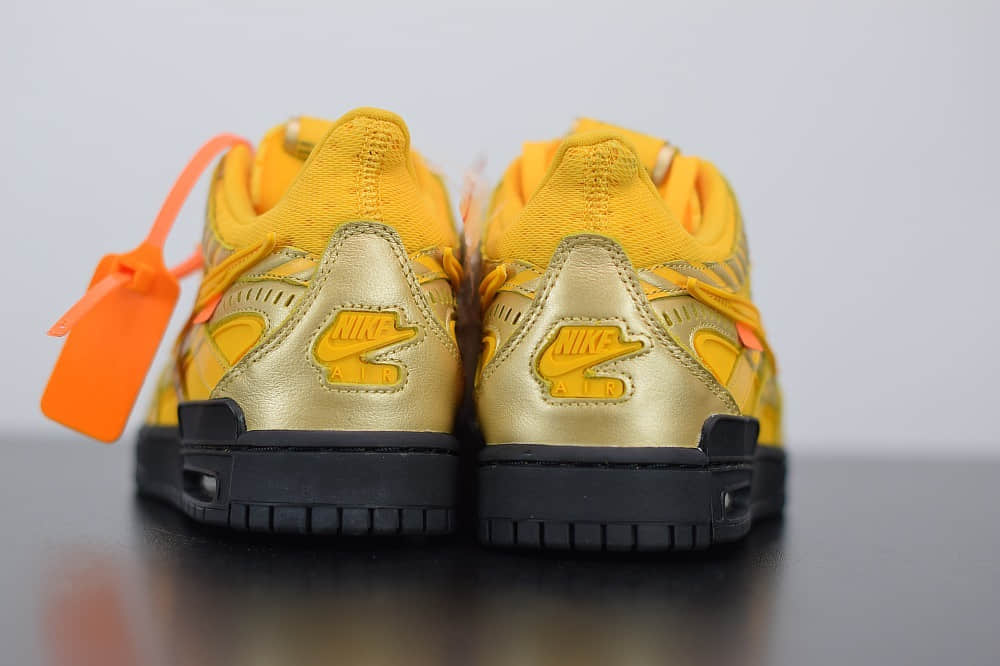 耐克OFF-WHITE x Air Rubber Dunk “University Gold”黑金亚洲限定陈伟霆上脚联名款纯原版本 货号:CU6015-700