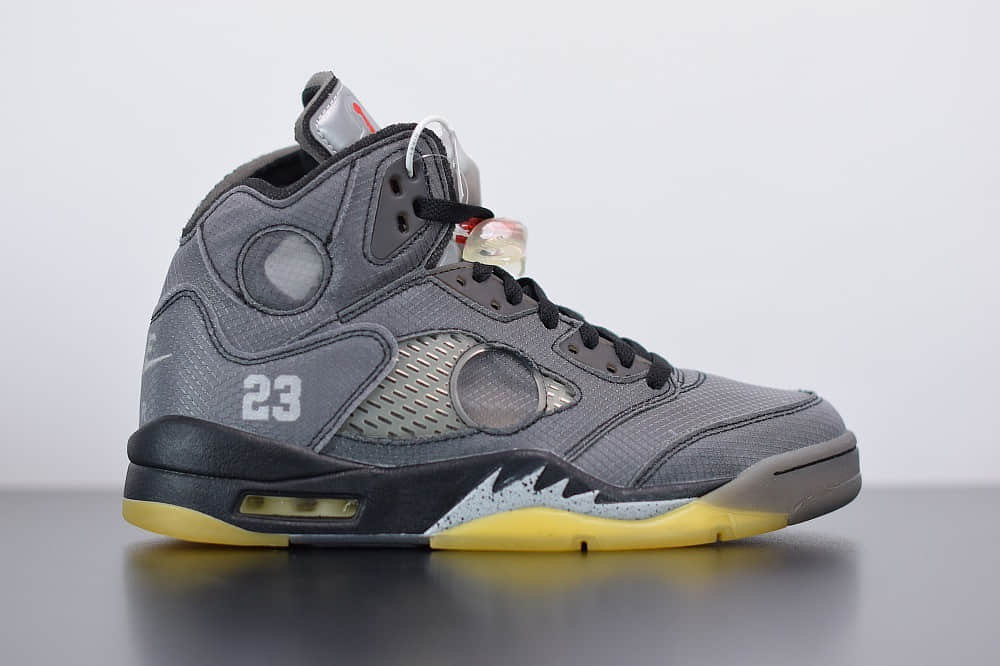 乔丹OFF-WHITE X Air Jordan 5 OW联名黑蝉翼男子文化篮球鞋纯原版本 货号：CT8480-001