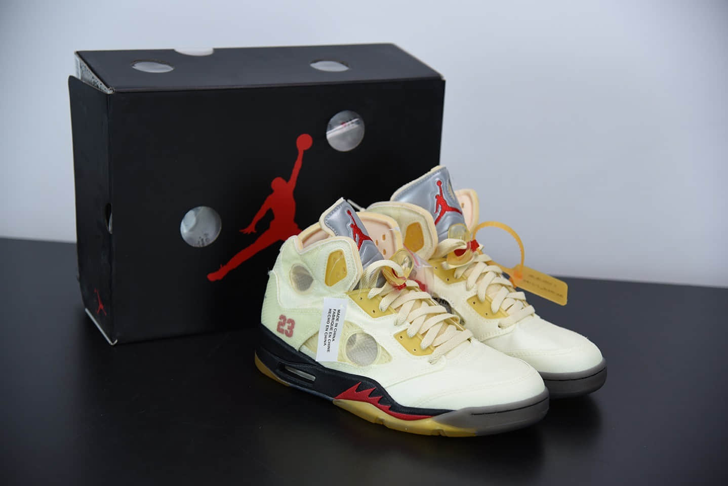 乔丹Air Jordan 5 x off white 联名款金蝉翼篮球鞋纯原版本 货号:DH8565-100