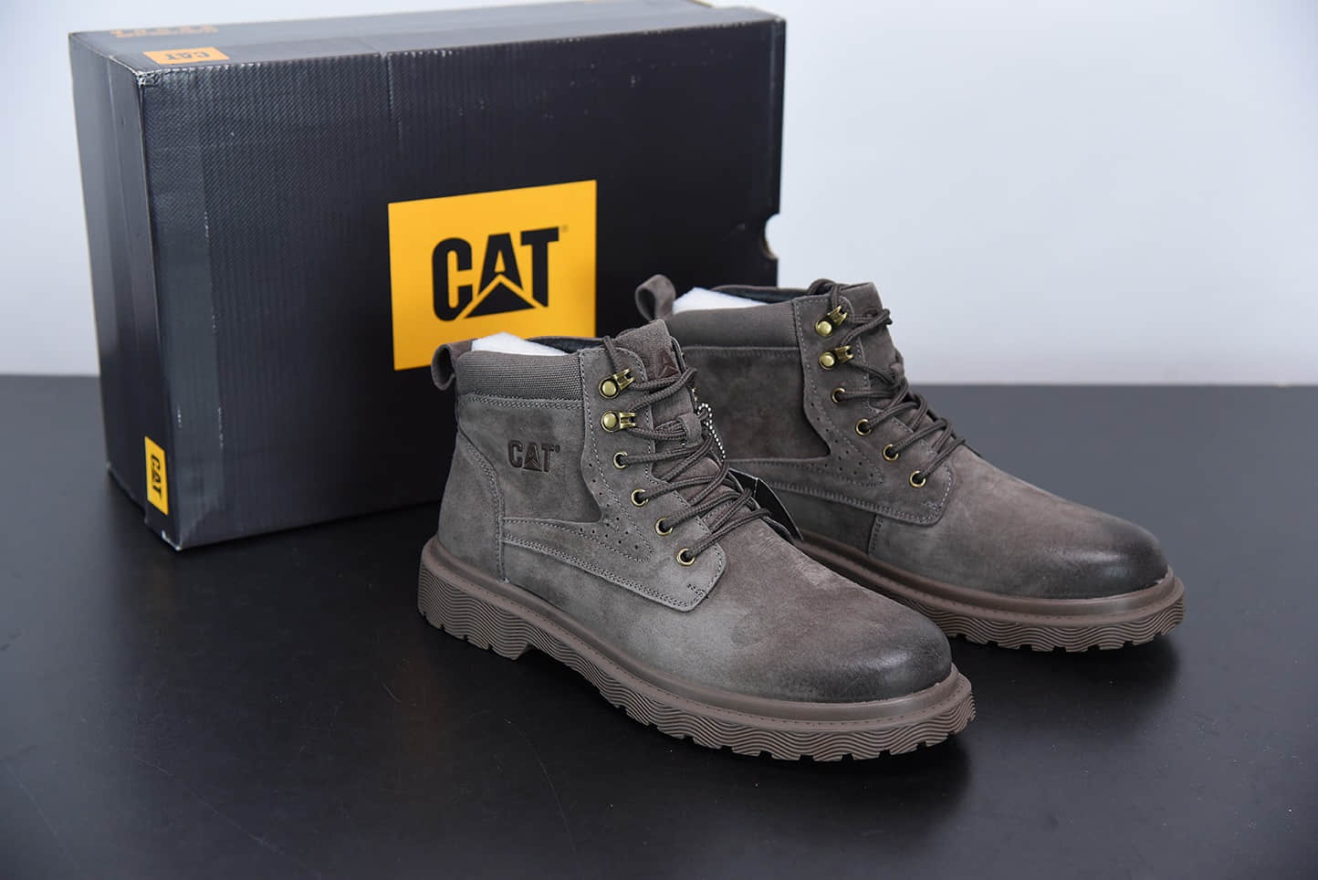 卡特CAT FOOTWEA浅灰六孔工装休闲复古潮鞋纯原版本