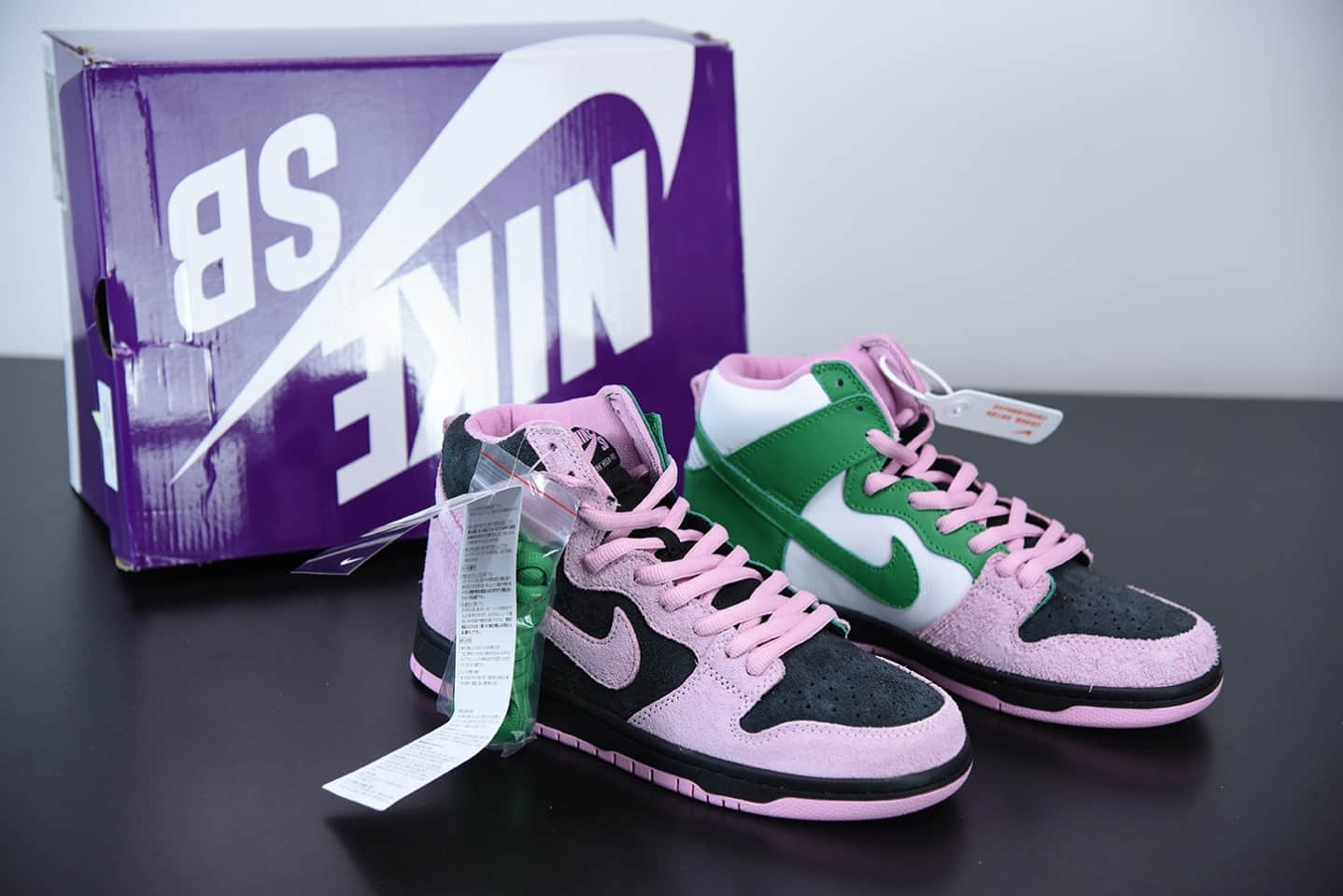 耐克Nike SB Dunk High ProInvert Celtics 黑粉白绿凯尔特人扣篮系列高帮休闲运动滑板板鞋纯原版本 货号:CU7349-001