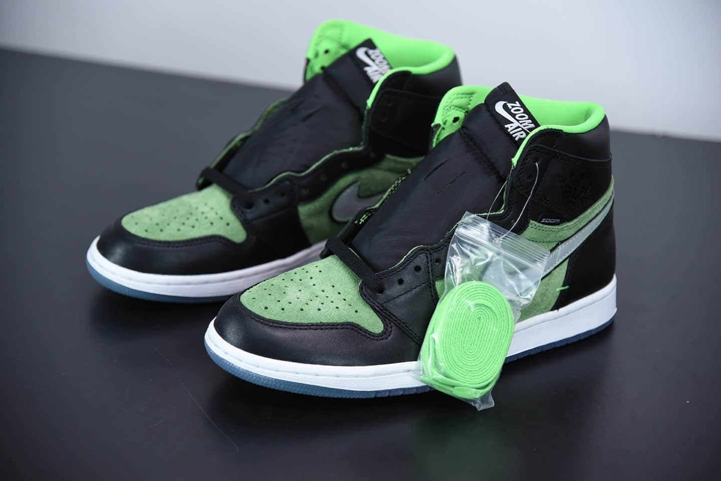 乔丹Air Jordan 1 High Zoom R2TRage Green黑绿小丑复古经典高帮百搭文化篮球鞋纯原版本 货号：CK6637-002