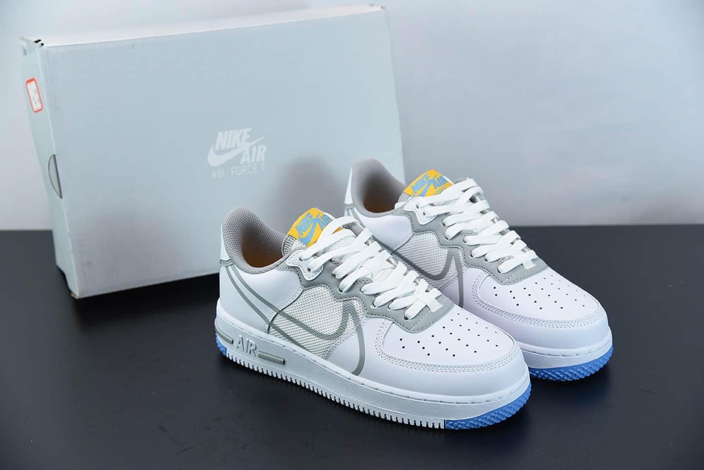耐克Nike Air Force 1 React DMSX 空军一号白灰蓝解构瑞亚轻量低帮百搭板鞋纯原版本 货号：CT1020-100