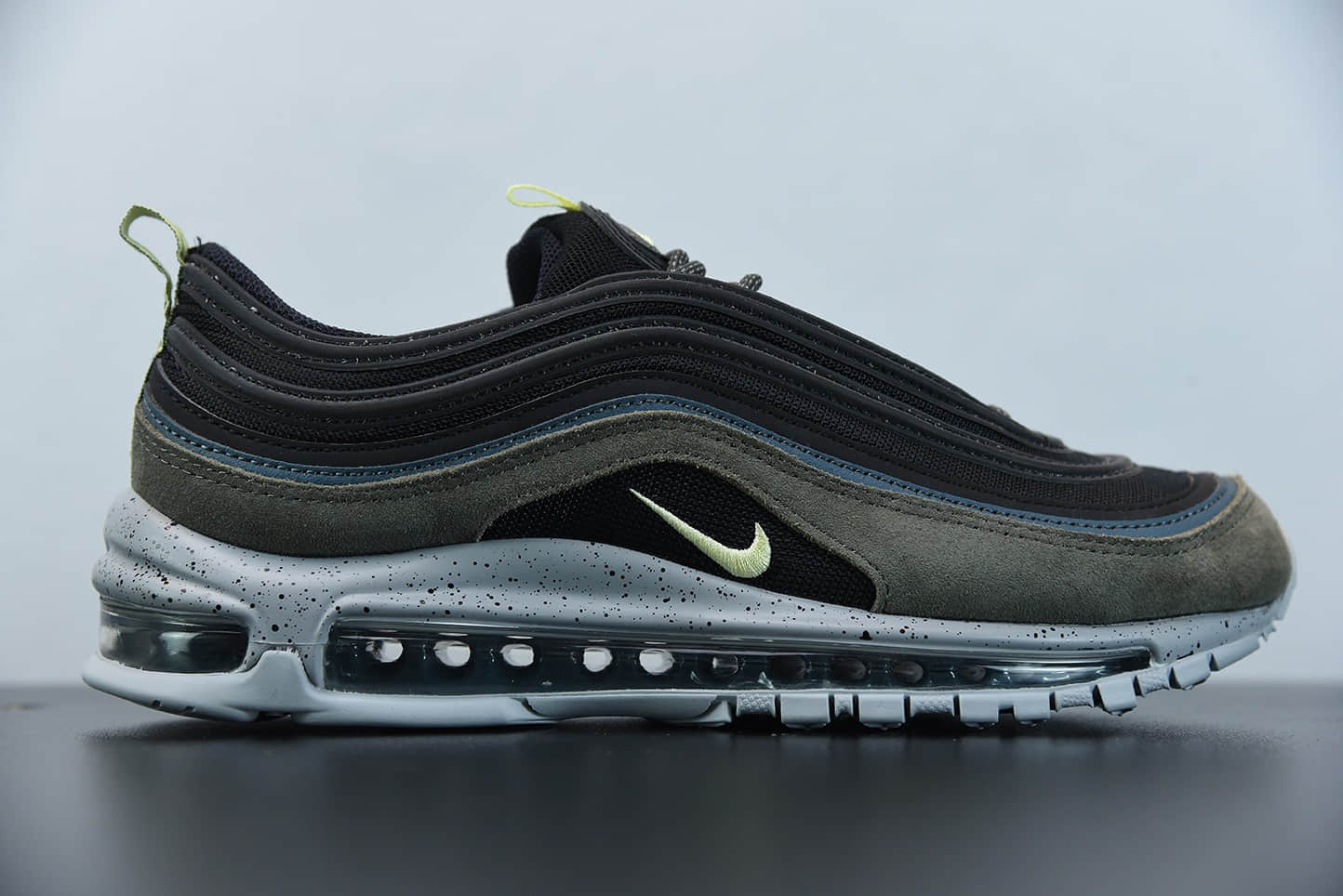 耐克Nike Air Max 97 黑绿配色子弹全掌气垫复古运动鞋纯原版本 货号：DB4611-001