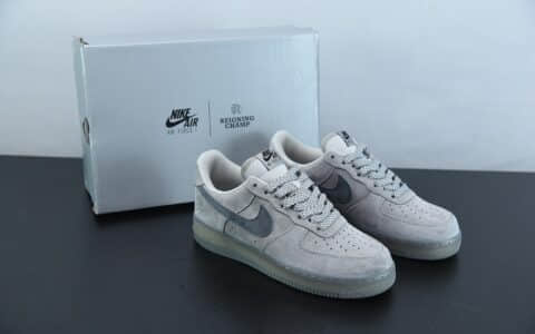 耐克eigning Champ X Nk Air Force1 MID3M反光酷灰卫冕冠军空军一号低帮休闲板鞋纯原版本 货号：AA1117-118