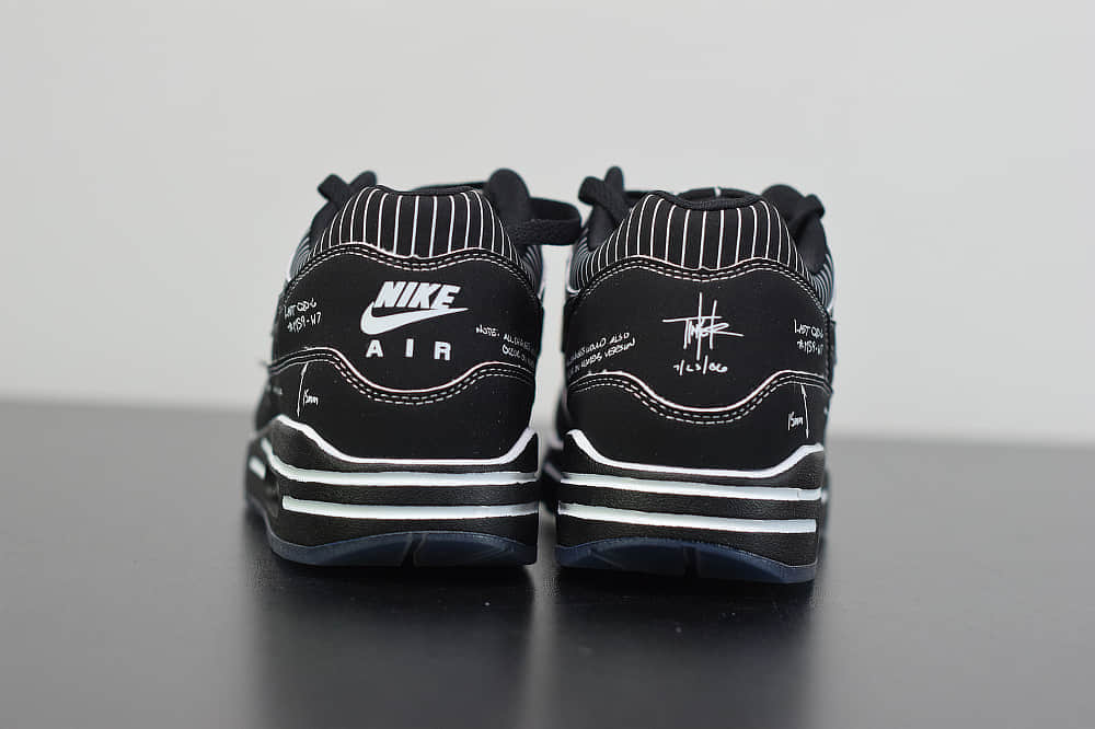 耐克atmos x NIKE Air Max 1 Animal Pack 3.0 联名手稿黑色线条复古气垫鞋纯原版本 货号：CJ4286-001