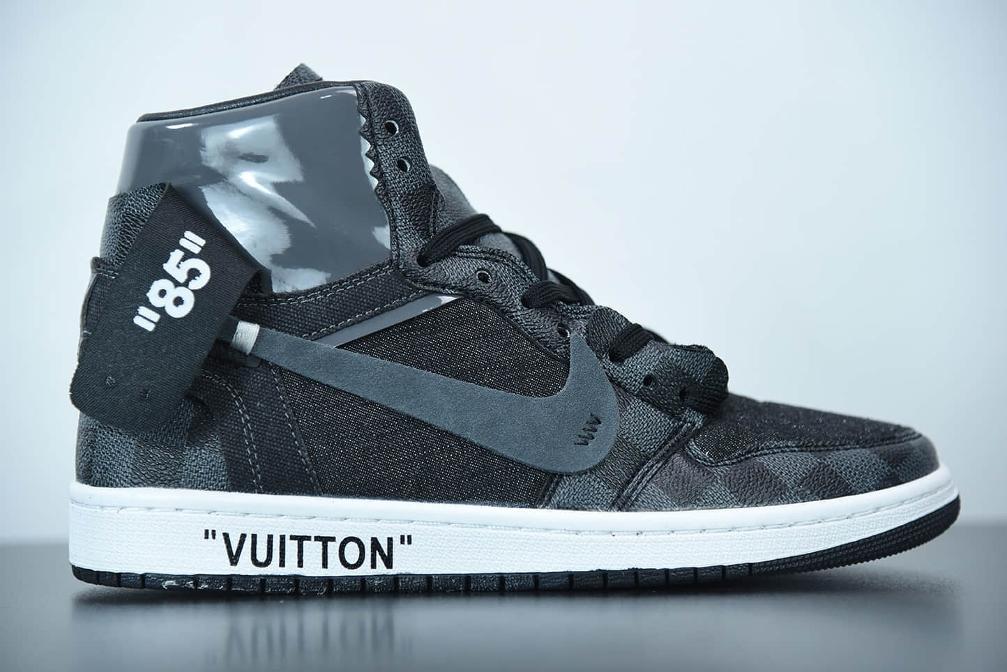 乔丹Louis Vuitton x OFF WHITE – Air Jordan 1 乔丹LV经典联名中帮行李箱版本潮流情侣运动休闲板鞋纯原版本 货号：AQ0818-158