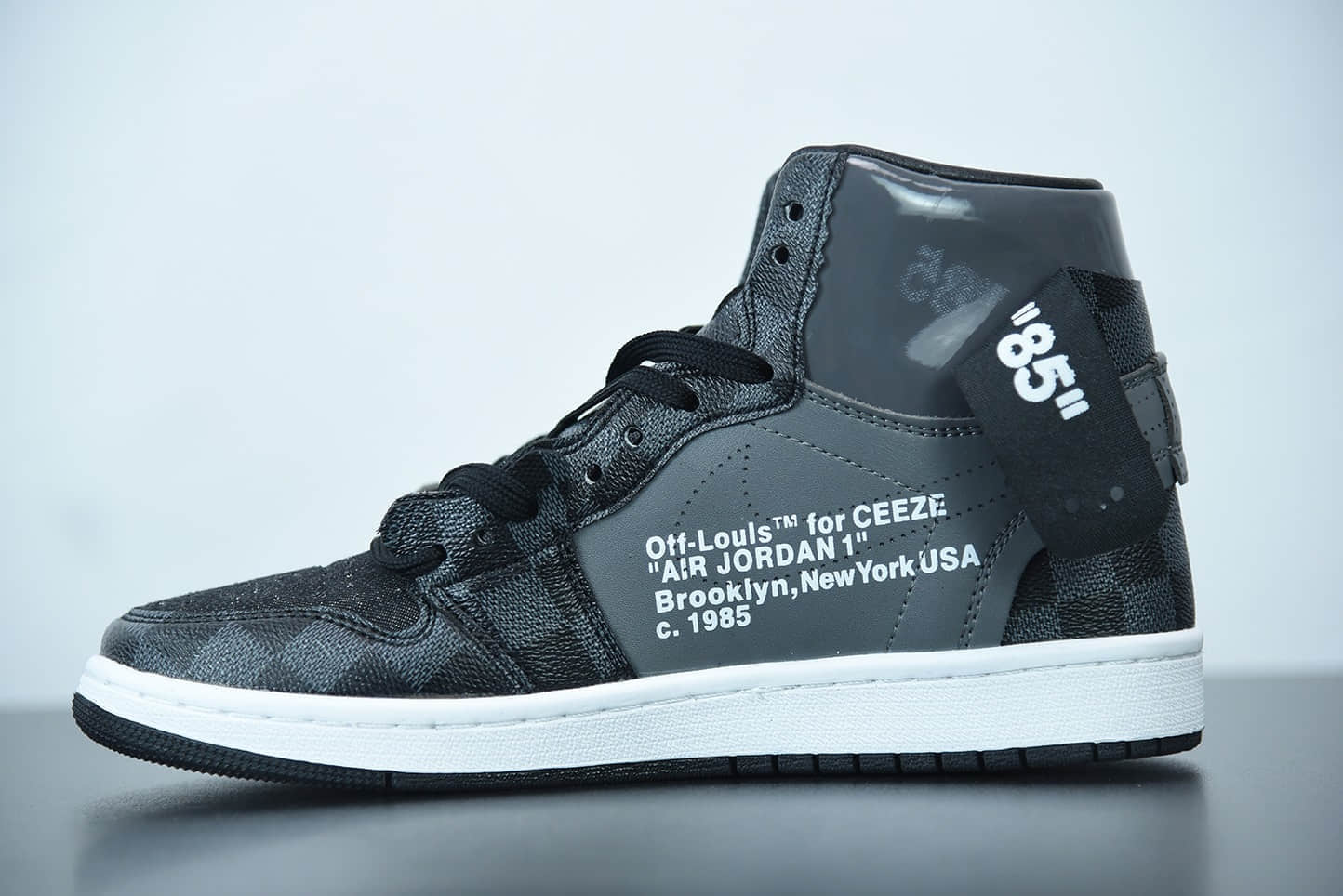 乔丹Louis Vuitton x OFF WHITE – Air Jordan 1 乔丹LV经典联名中帮行李箱版本潮流情侣运动休闲板鞋纯原版本 货号：AQ0818-158