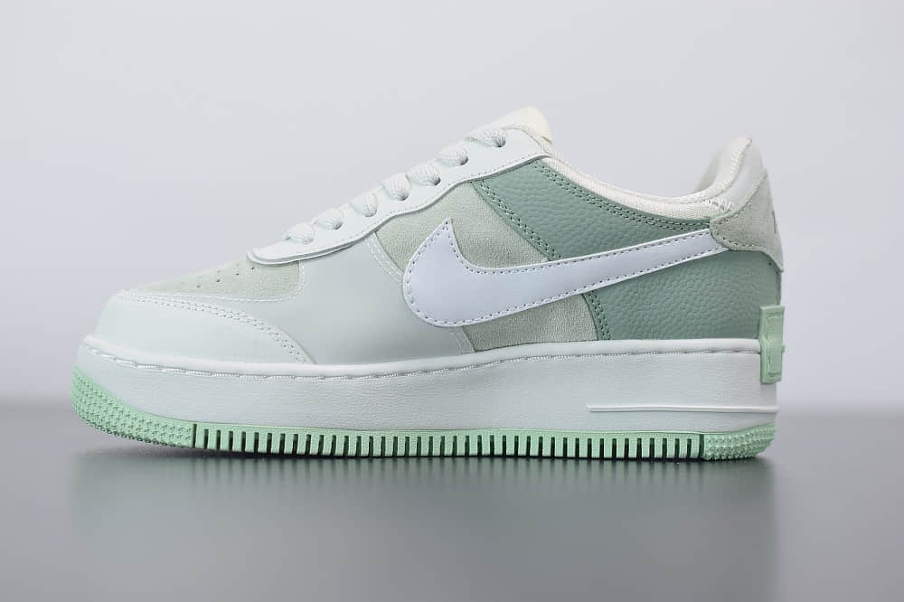 耐克Nike Air Force 1 Shadow 空军马卡龙灰淡绿3M反光低帮板鞋纯原版本 货号：CW2655-001