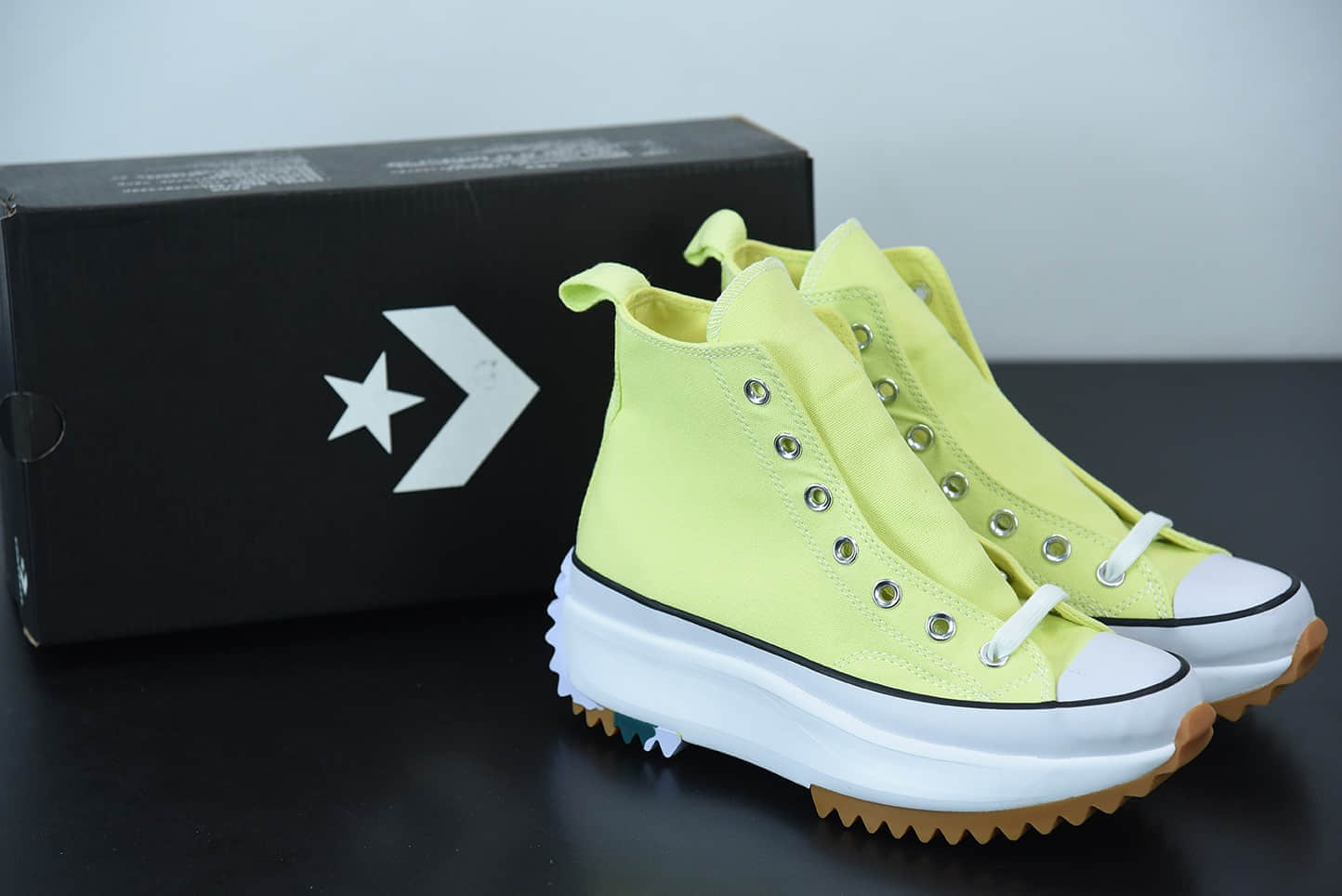 匡威Converse Run Star x JW Anderson 联名黄色松糕厚底高帮帆布鞋纯原版本 货号：571112C