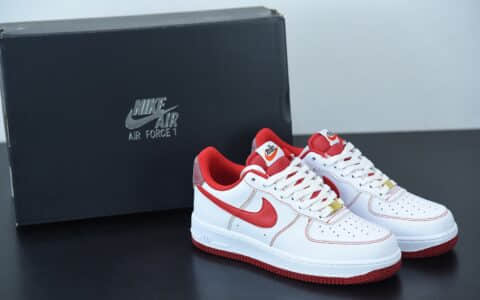 耐克 NIKE AIR FORCE 1’07 白红缝线空军一号低帮休闲板鞋纯原版本 货号：DA8478-101