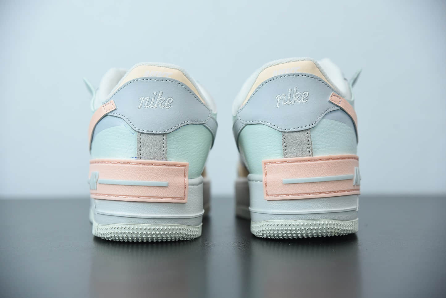耐克Nike Air Force 1 “Shadow淡蓝粉拼接马卡龙轻量增高低帮百搭板鞋纯原版本 货号：CU8591-104