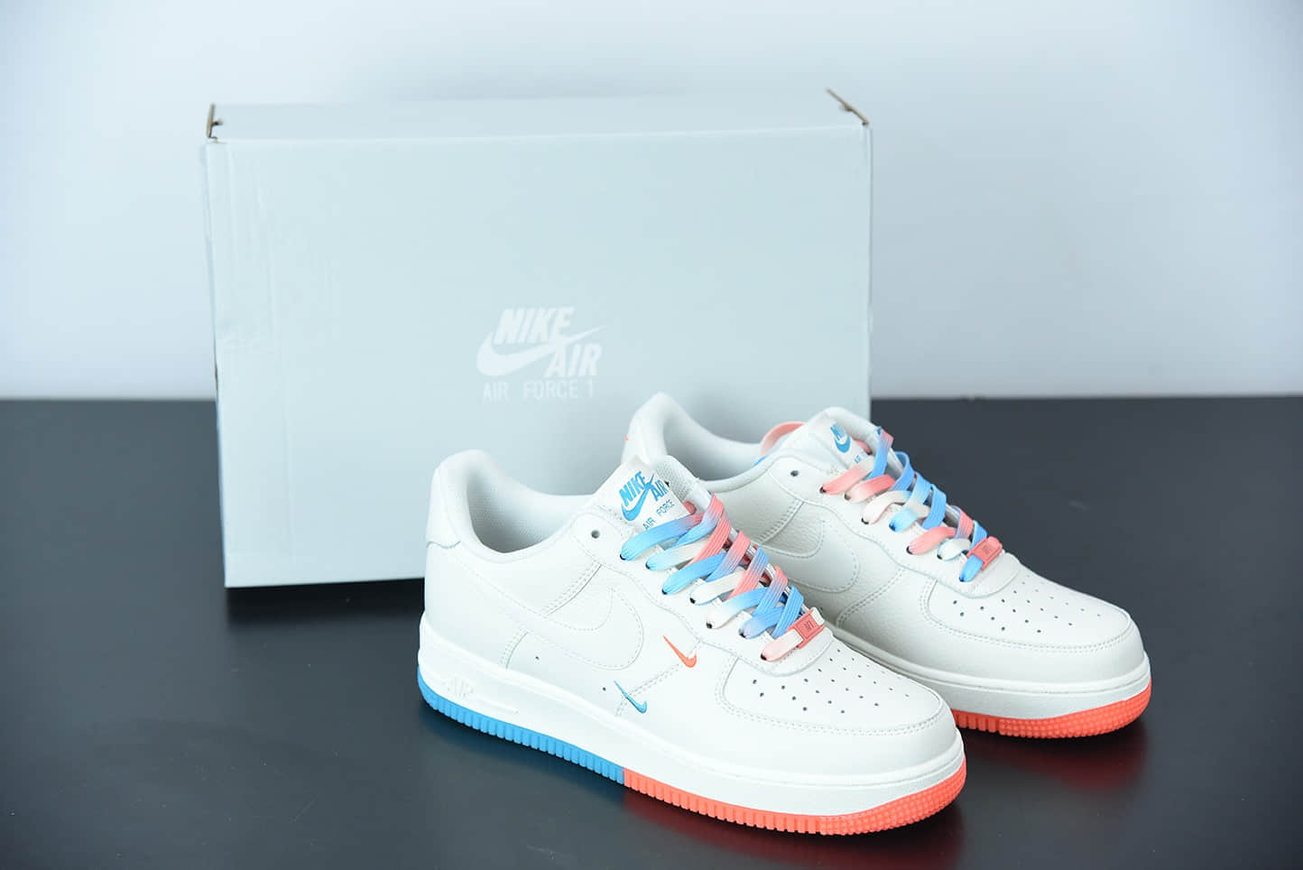 耐克 Nike Air Force 1 白橙蓝双钩空军一号低帮运动休闲板鞋纯原版本 货号:CT1989-103