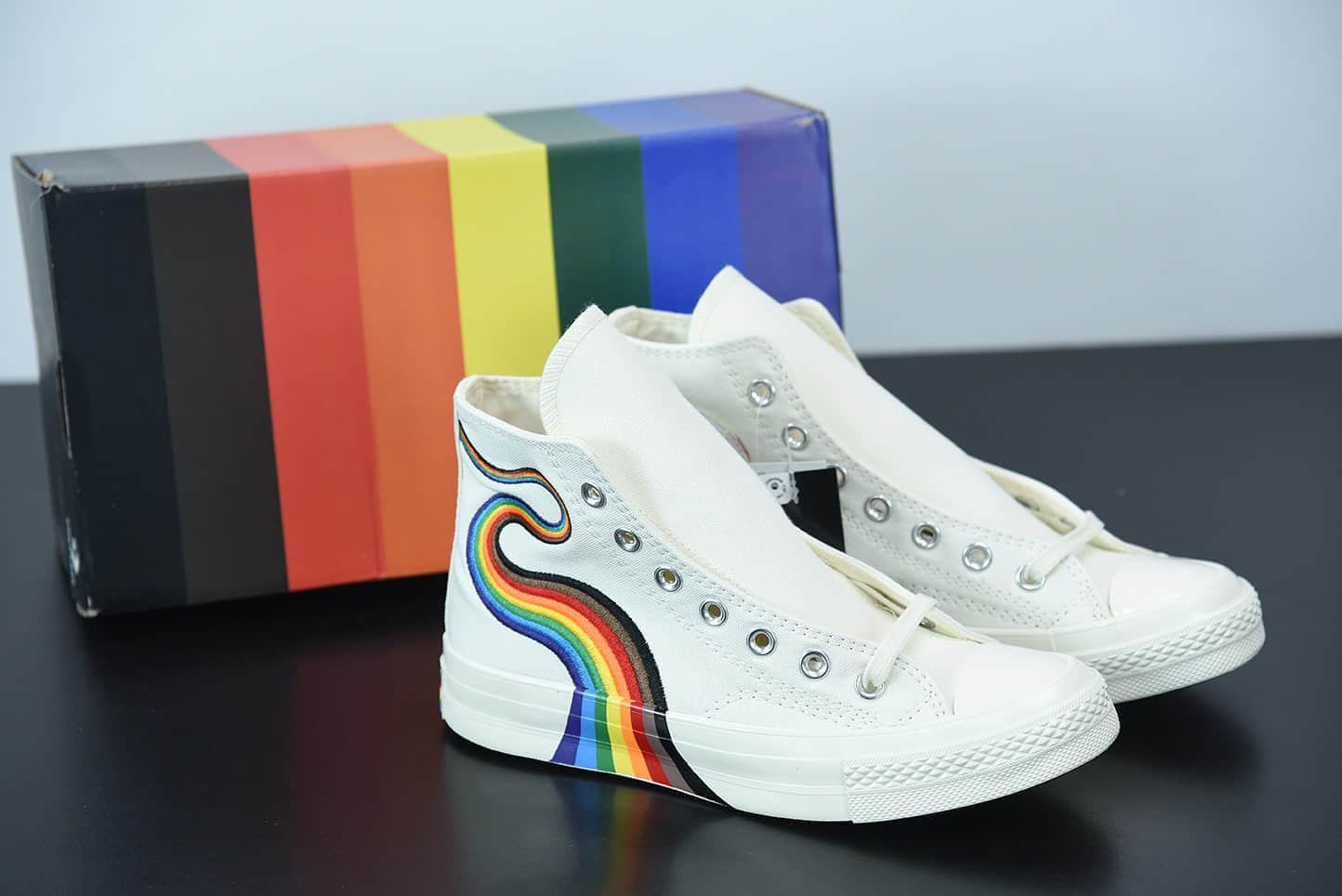匡威Converse Pride Chuck 70 彩虹色高帮时尚百搭帆布鞋纯原版本 货号:170821C