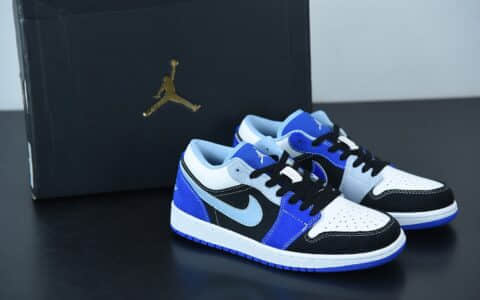 乔丹Air Jordan 1 Low 白蓝黑拼接低帮复古文化篮球鞋纯原版本 货号：DH0206-400
