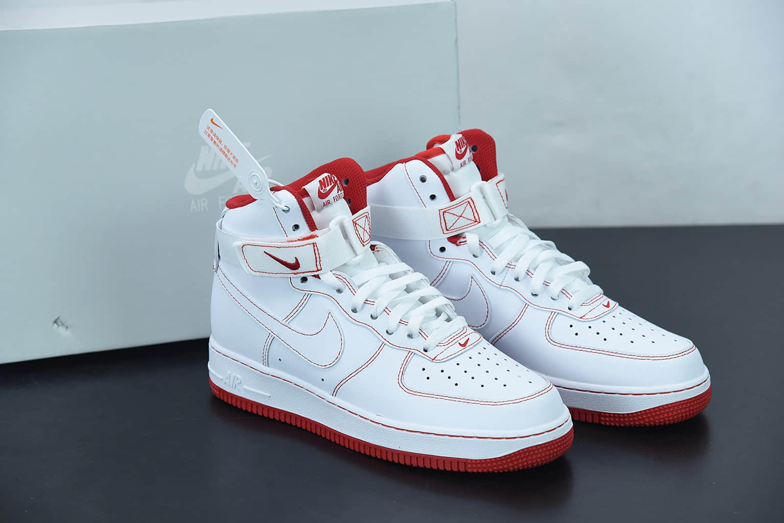 耐克 Nike Air Force 1 High '07 空军一号白红高帮休闲板鞋纯原版本 货号:CV1753-100