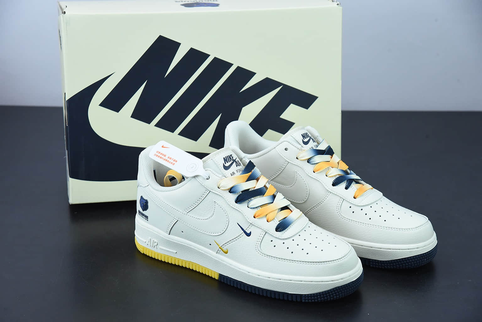 耐克 Nike AF 1'07 Low Su19 米蓝黄 孟菲斯灰熊队城市限定低帮空军一号休闲板鞋纯原版本 货号：TN2569-307