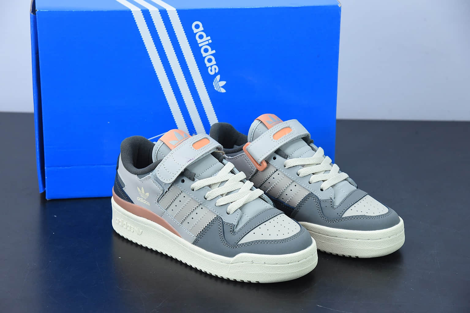 阿迪达斯 Adidas originals Forum 84 Low Concrete“混凝土”灰橙罗马系列魔术贴低帮复古系带百搭休闲运动板鞋纯原版本 货号:GX4576